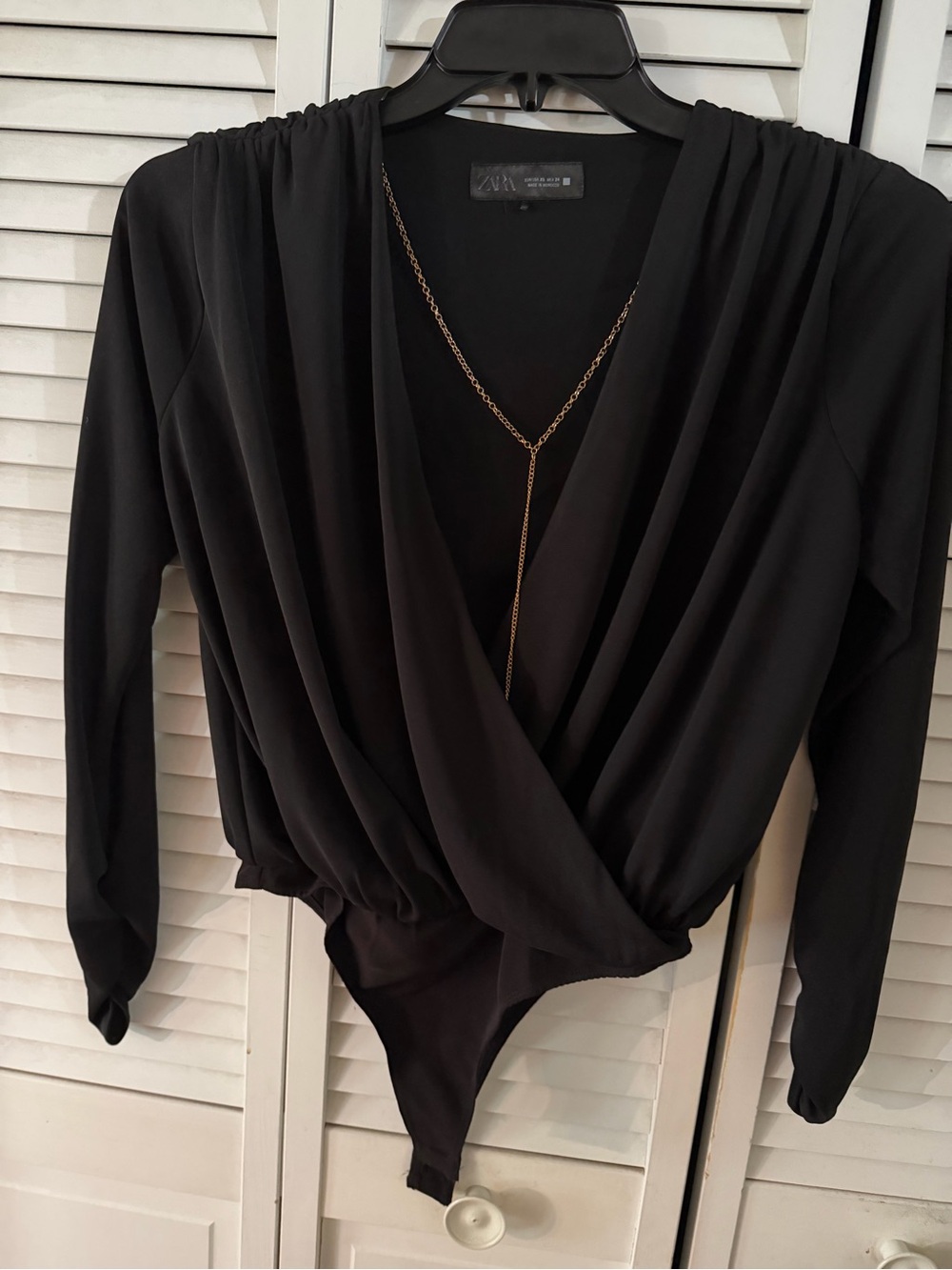 NWOT Women's Black Wrap Bodysuit Top by Zara